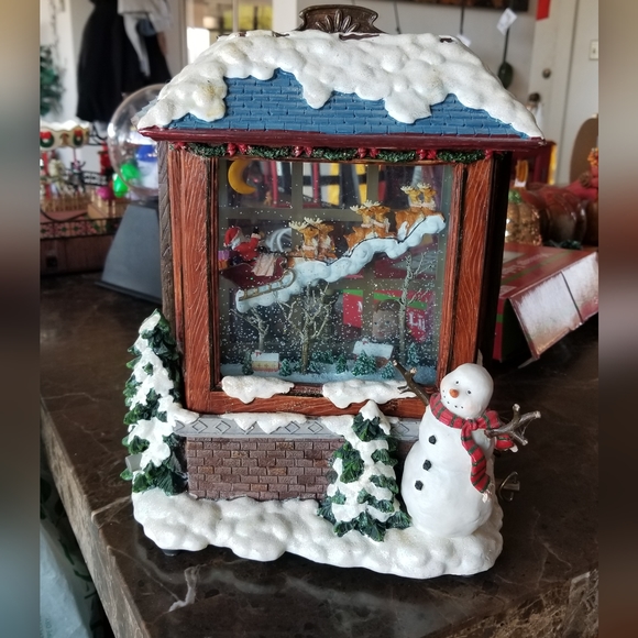 Vintage Christmas lights 3d 2 sided window decor snow glass display musical - Picture 14 of 16
